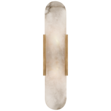 Visual Comfort Melange Elongated Sconce in Antique-Burnished Brass with Alabaster