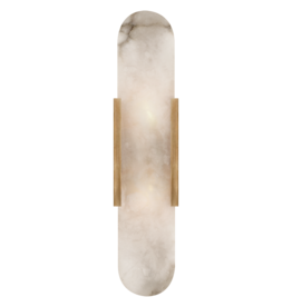 Visual Comfort Melange Elongated Sconce in Antique-Burnished Brass with Alabaster