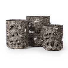 Natural Outdoor Resin Baskets (Set Of 3)