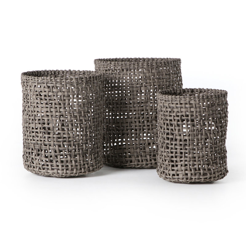Natural Outdoor Resin Baskets (Set Of 3)