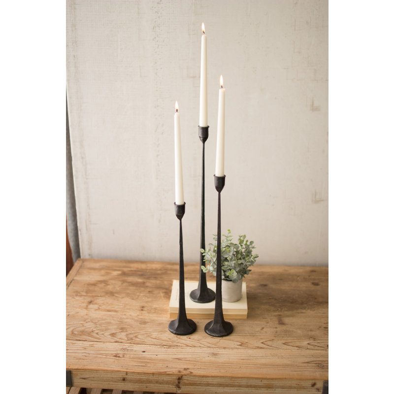 Kalalou S/3 Tall Cast Iron Taper Candle Holders