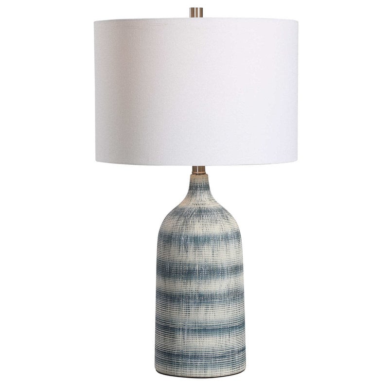 Indigo Textured Striped Table Lamp