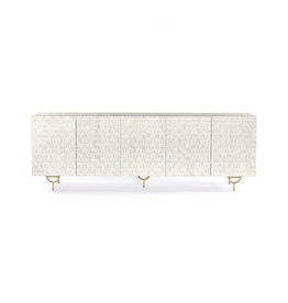 Rio Media Console-Round Cut White Wash