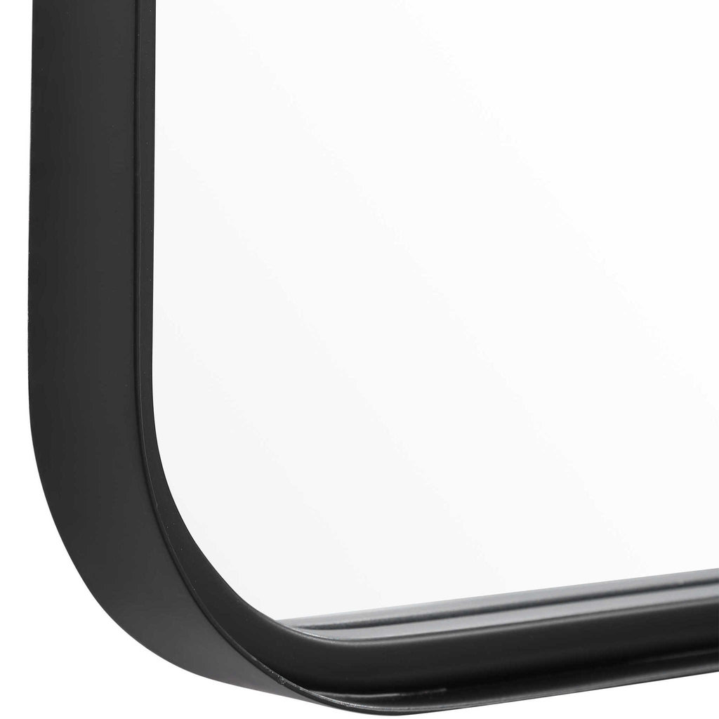 Metal Black Framed Mirror Round Edge  24 W X 38 H