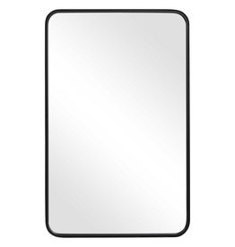 Metal Black Framed Mirror Round Edge  24 W X 38 H