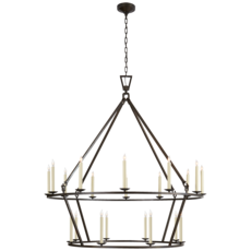 Visual Comfort Darlana XL Two-Tier Chandelier Aged Iron