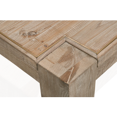 Campbell Extension Dining Table - Smoke Gray Pine, Brushed Gold Inlay