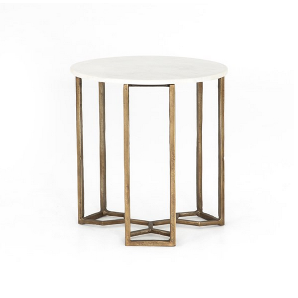 Naomi Marble End Table Polished White Marble