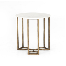 Naomi Marble End Table Polished White Marble
