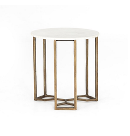 Naomi Marble End Table Polished White Marble