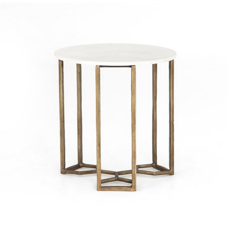 Naomi Marble End Table Polished White Marble