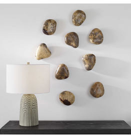 Pebbles Wood Wall Decor, Blonde, S/9