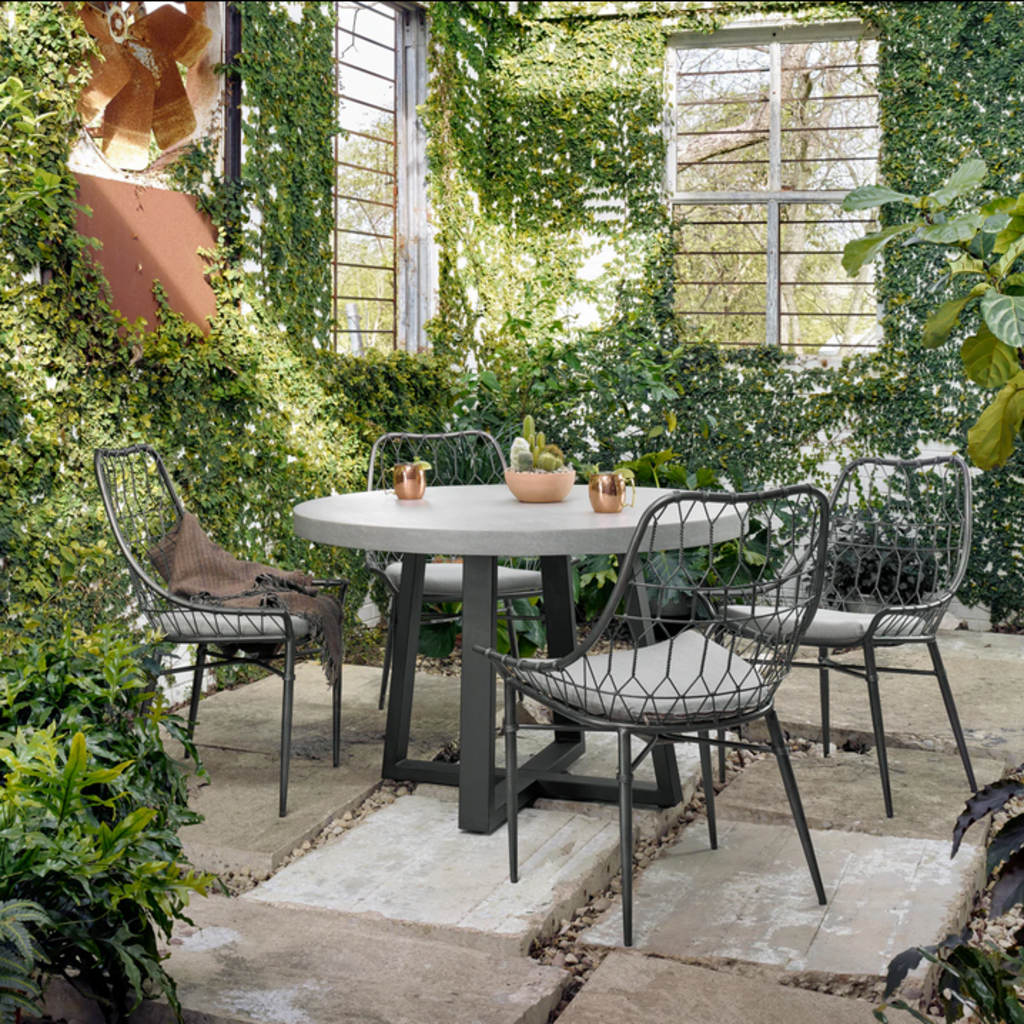 Cyrus Outdoor Round Dining Table 48" Grey