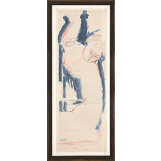 Celadon Art Caryatid in Rose and Blue