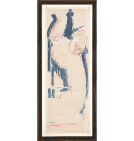 Celadon Art Caryatid in Rose and Blue