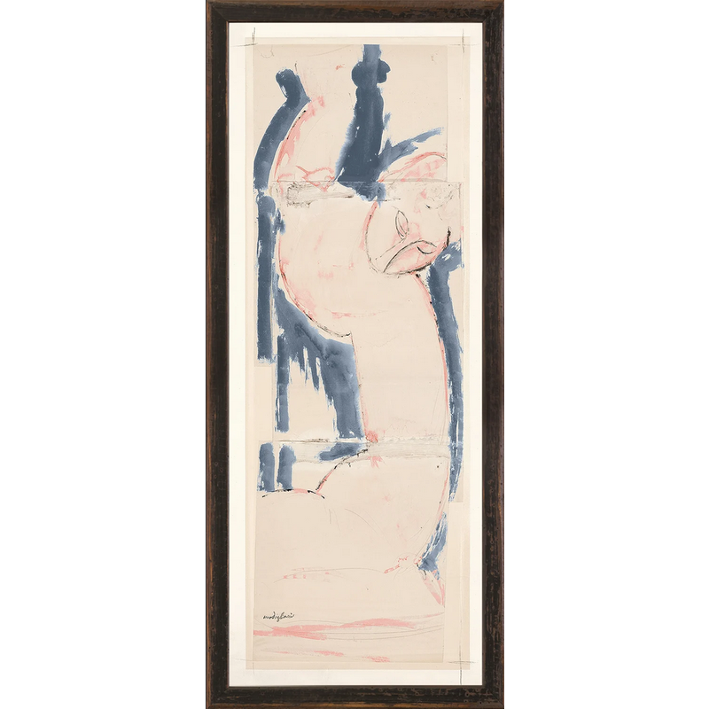 Celadon Art Caryatid in Rose and Blue