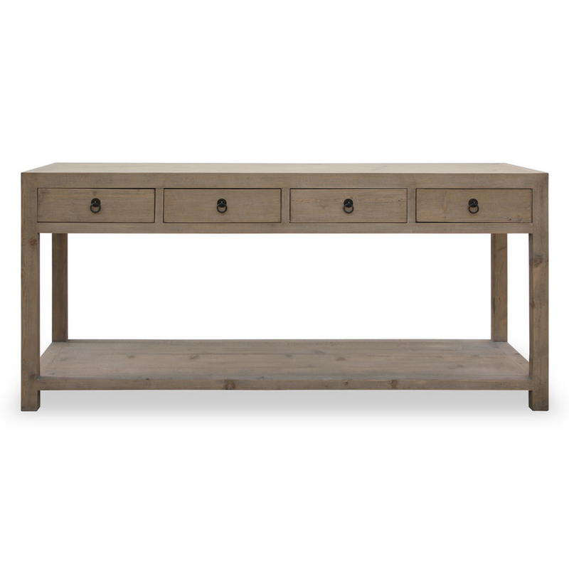 Lilys Living 4 Drawer Weathered Pine Console Table