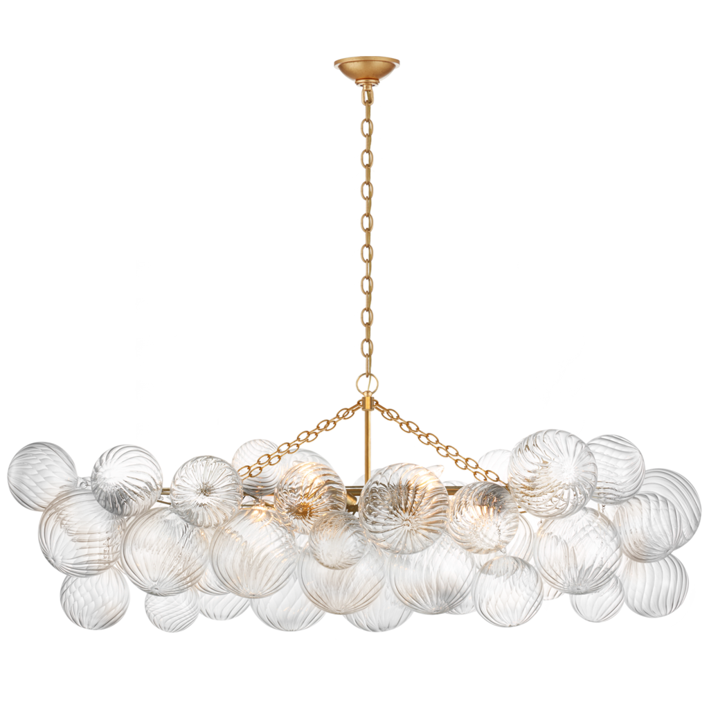 Visual Comfort Talia Linear Clear Swirled Glass Chandelier