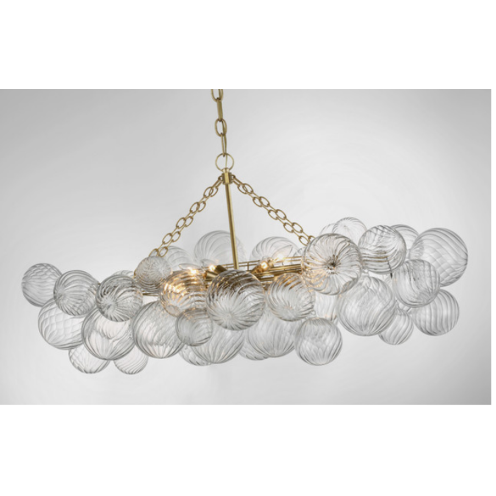 Visual Comfort Talia Linear Clear Swirled Glass Chandelier