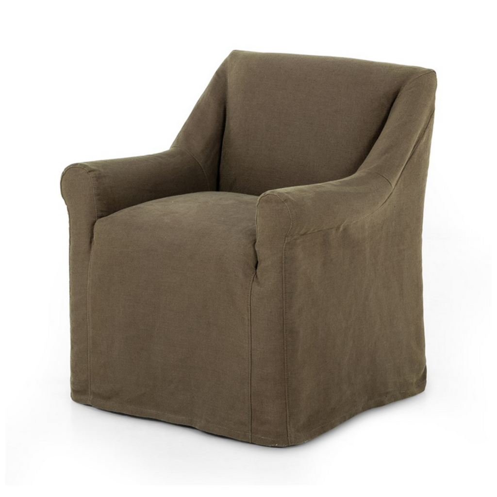 Bridges Slipcover Dining Armchair - Coffee Linen