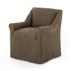 Bridges Slipcover Dining Armchair - Coffee Linen