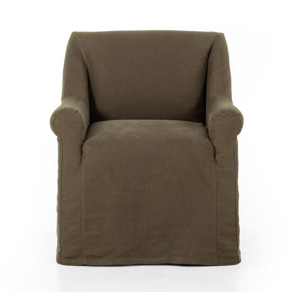 Bridges Slipcover Dining Armchair - Coffee Linen