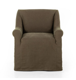 Bridges Slipcover Dining Armchair - Coffee Linen