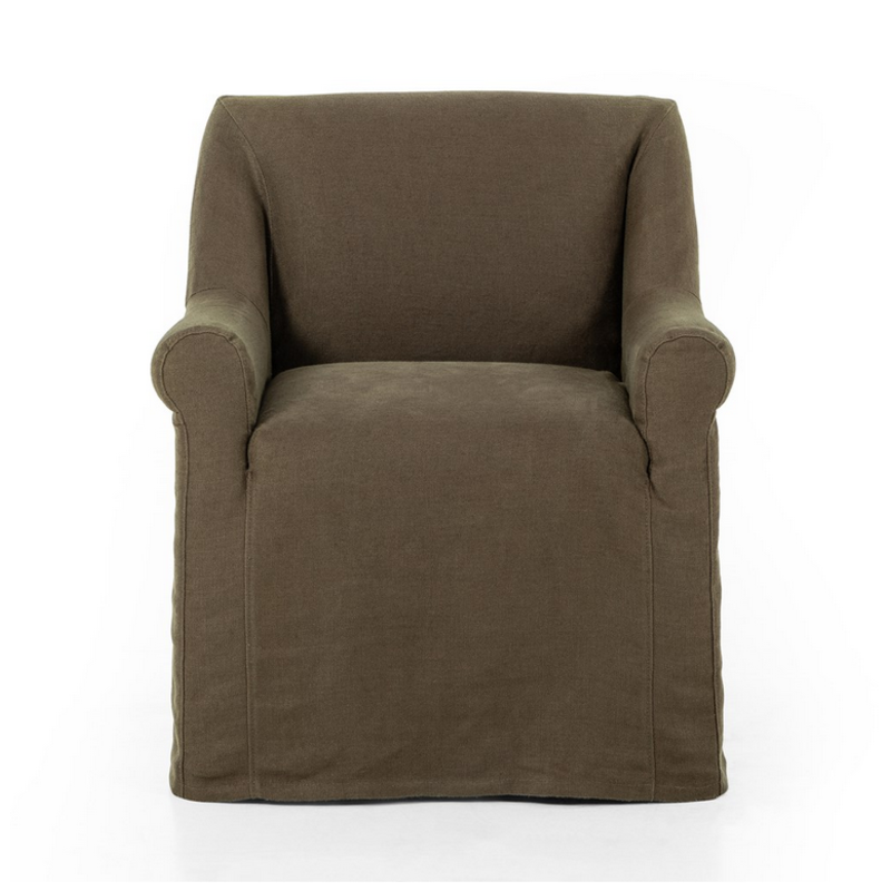 Bridges Slipcover Dining Armchair - Coffee Linen