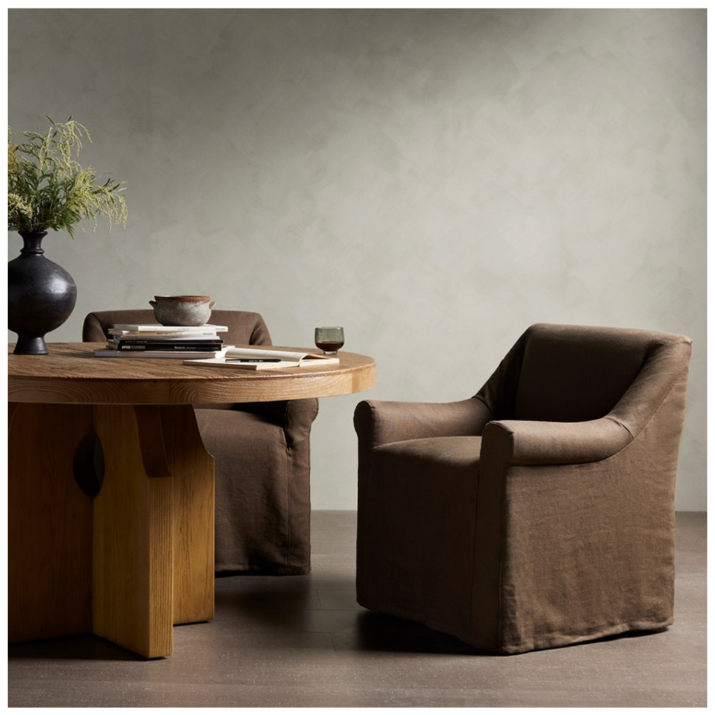 Bridges Slipcover Dining Armchair - Coffee Linen