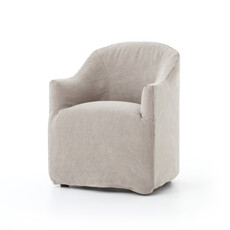 Cove Dining Chair with Casters - Heather Twill Stone