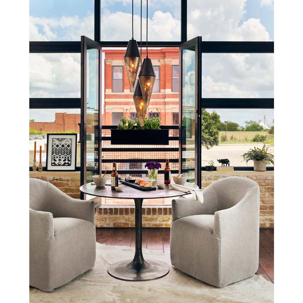 Cove Dining Chair with Casters - Heather Twill Stone