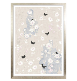 Celadon Art Oiseaux Noirs sur Crème - 36"× 50"