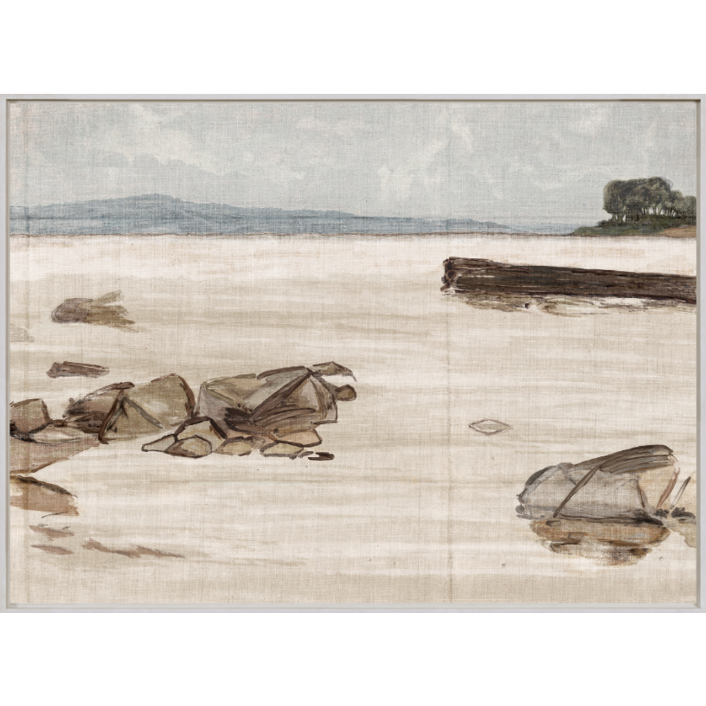 Celadon Art Beach Scene 60.5 × 44.5 in
