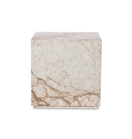 Plinth Marble End Table - Dessert Taupe