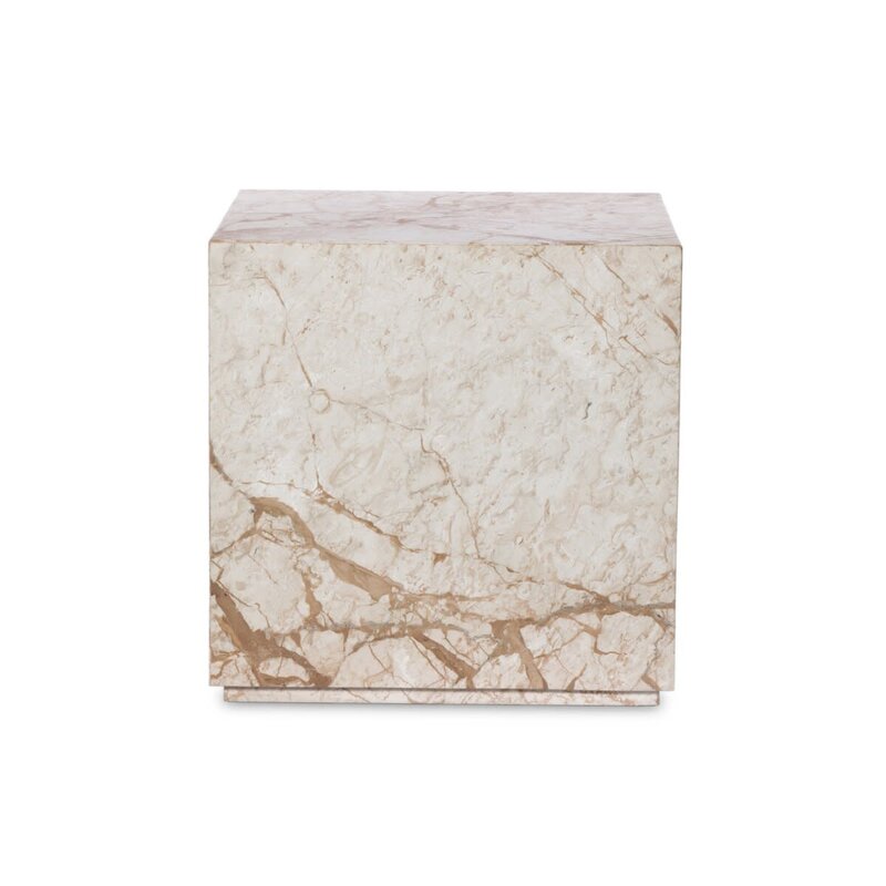 Plinth Marble End Table - Dessert Taupe
