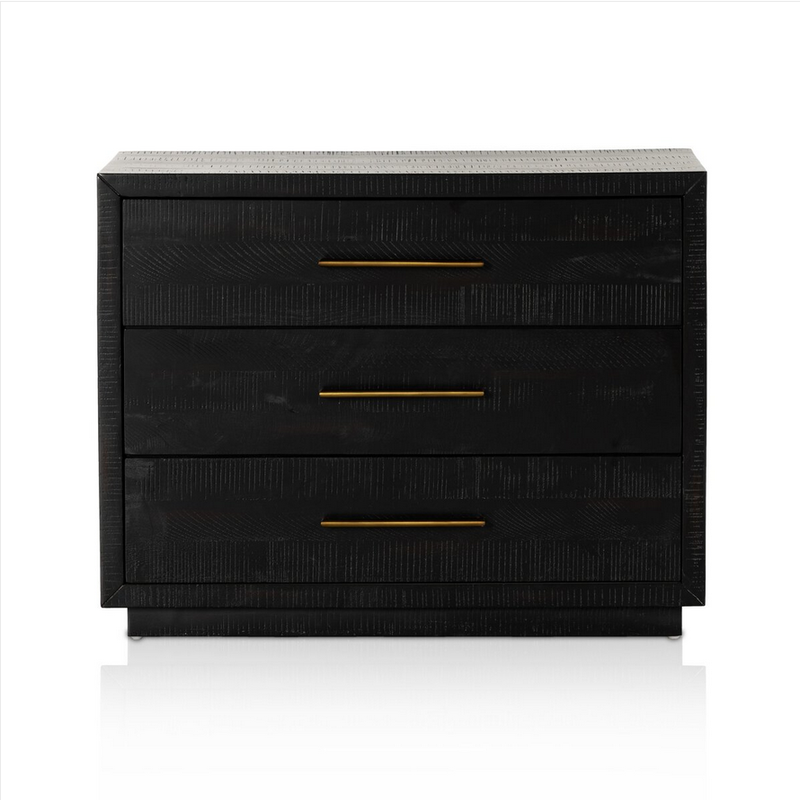 Suki Large Nightstand 3 Drawer Burnished Black