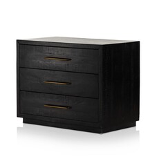 Suki Large Nightstand 3 Drawer Burnished Black