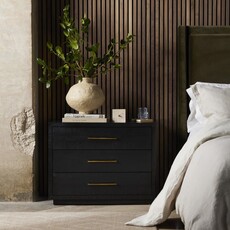Suki Large Nightstand 3 Drawer Burnished Black