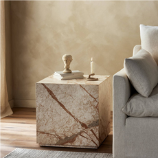 Plinth Marble End Table - Dessert Taupe