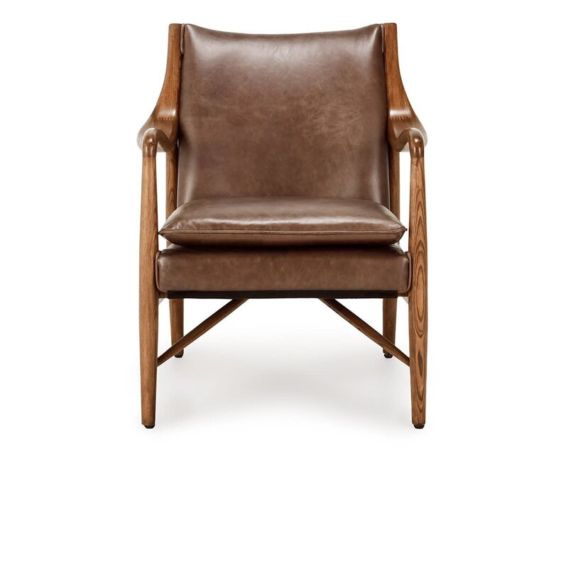 Kiannah Club Chair -  Barrel Brown Leather
