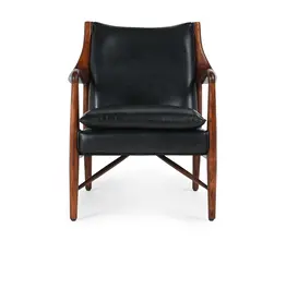 Kiannah Club Chair - Jet Black Leather