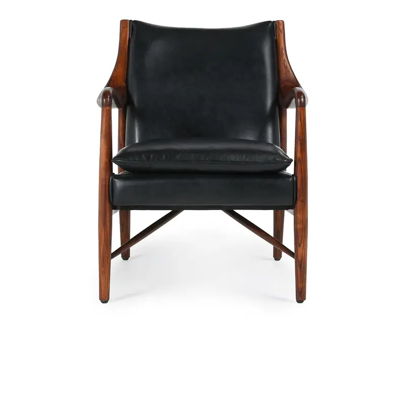 Kiannah Club Chair - Jet Black Leather