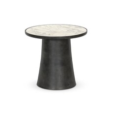 Balboa Outdoor End Table - Veined White Marble
