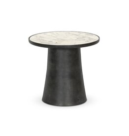 Balboa Outdoor End Table - Veined White Marble
