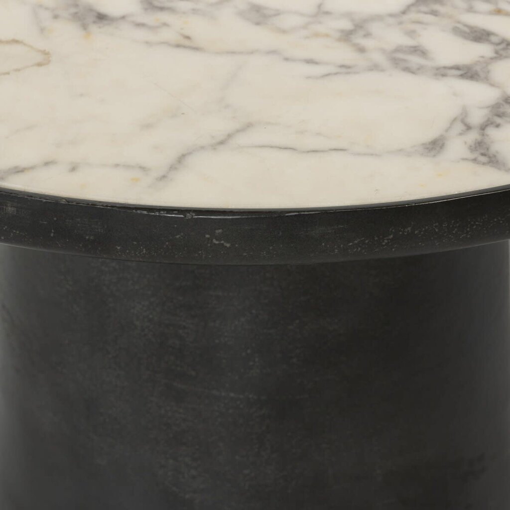 Balboa Outdoor End Table - Veined White Marble