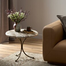 Sylas End Table - Fossil Marble