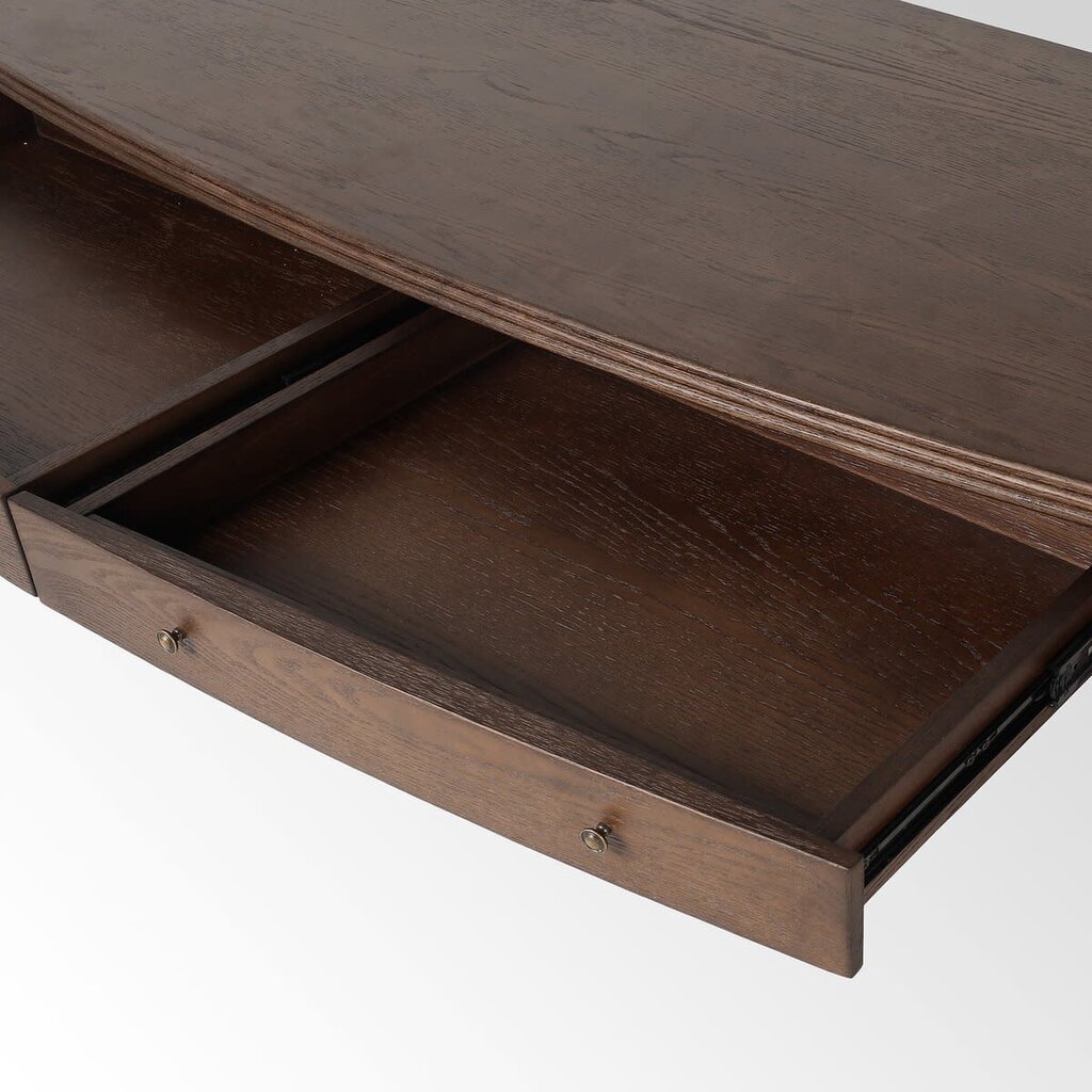 Bowfront Desk - Drifted Oak Veneer