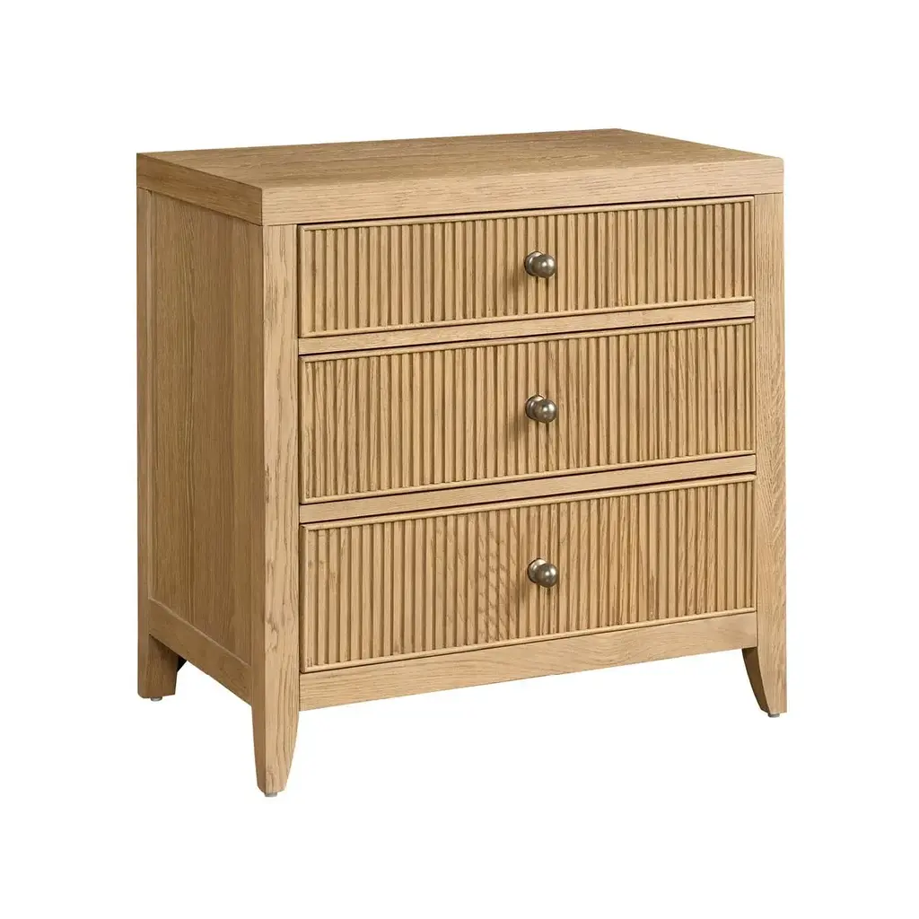 Universal Furniture Carmen Three Drawer Nightstand Natural White Oak
