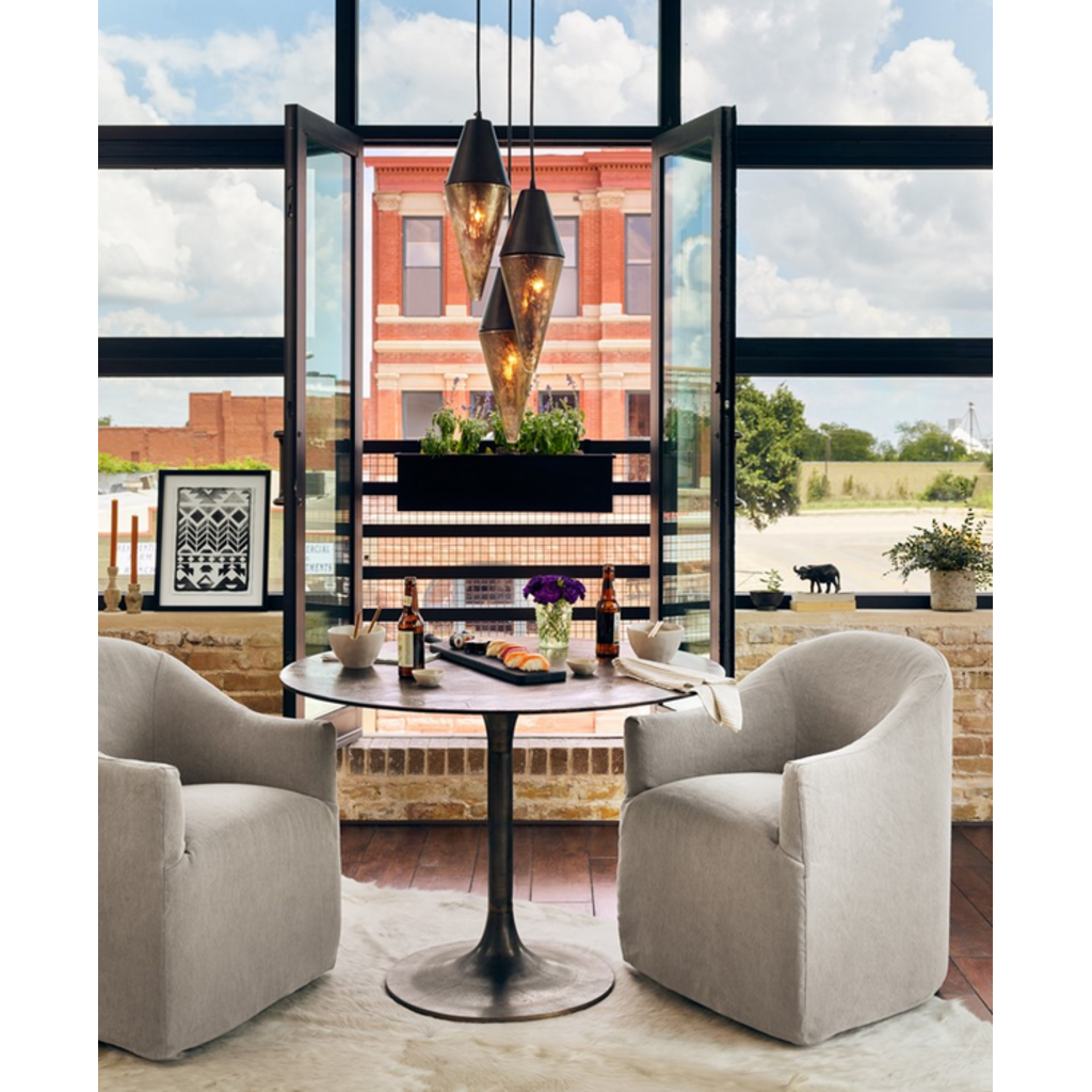 Cove Dining Chair with Casters - Heather Twill Stone