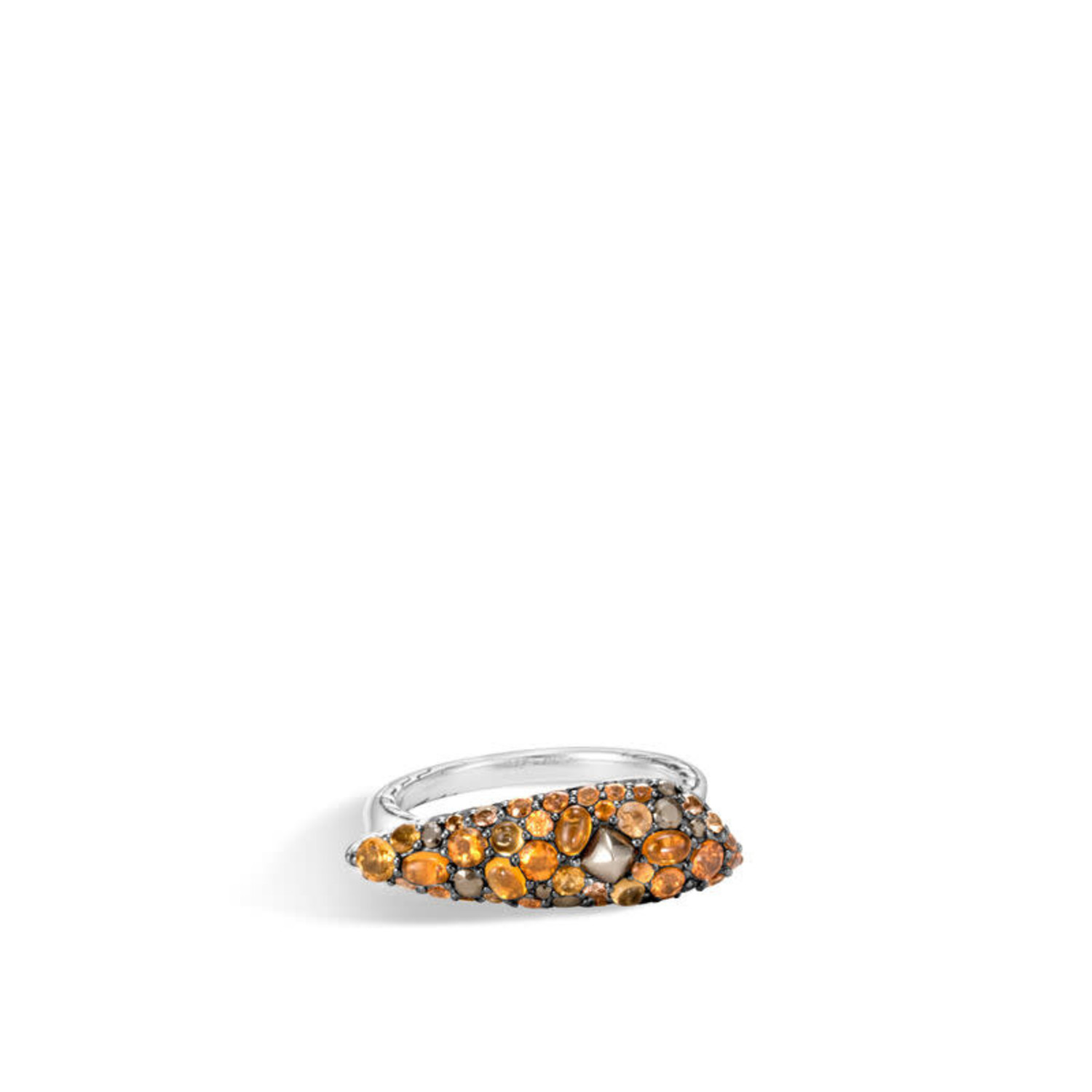 Classic Chain Ring With Mixed Garnet Citrine Orange Sapphire
